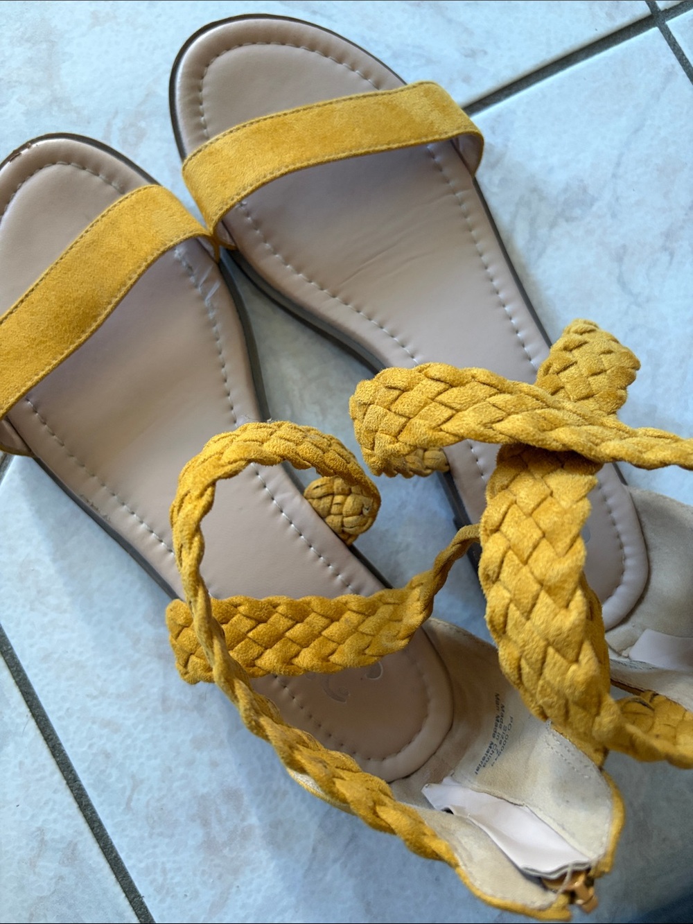 Braided Strap Mustard Womens Sandals